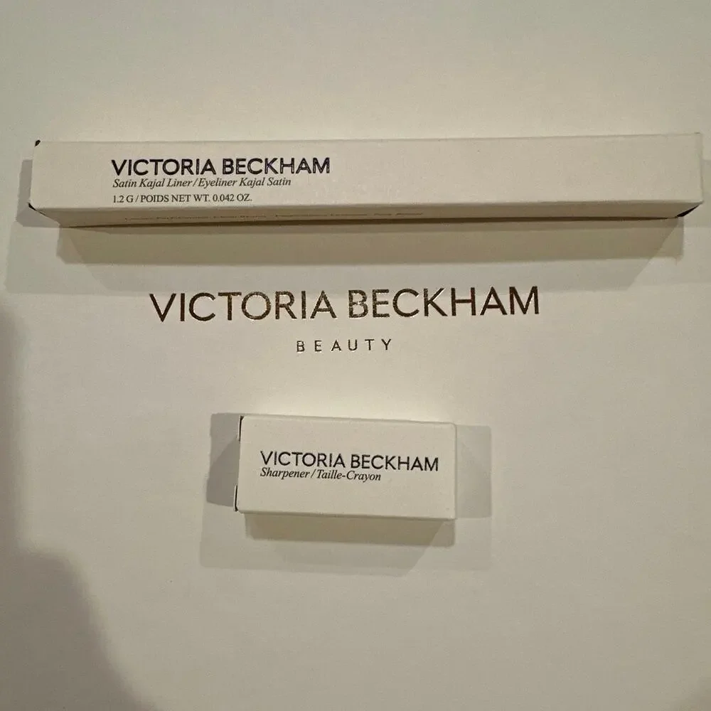 New in box Victoria Beckham satin kajal eyeliner in navy noir with sharpener